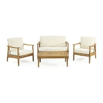 Noble House Willowbrook Outdoor 4 Seater Chat Set with Coffee Table Teak