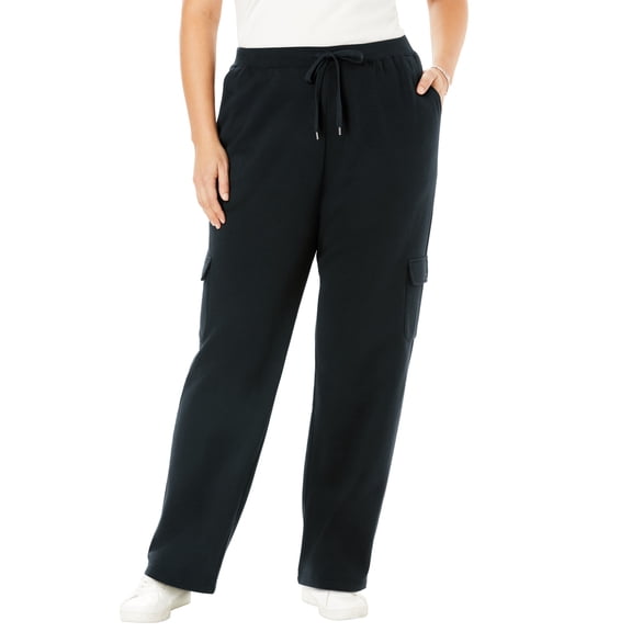 Woman Within Plus Size Petite Better-Fleece Pull-On Cargo Sweatpants