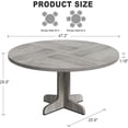 thumbnail image 2 of 47-pulgada round wood dining mesa para 4 - 6 people - gris, suitable para dining room y sala de estar con de madera tabletop y legs, 2 of 7