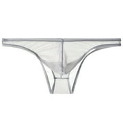 TMOYZQ Men's See-Through Breathable Mesh T-Back G-Strings Thong Bulge Pouch Stretch Tagless Underwear Low Waist Butt-Flaunting Bikini Briefs Male Panties
