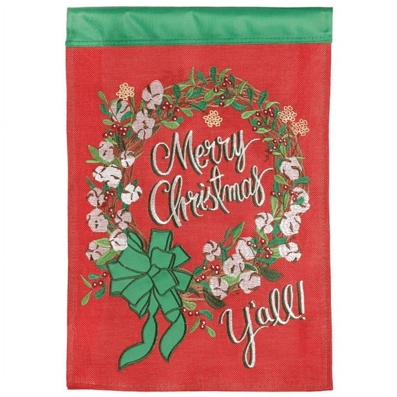Magnolia Gardens M011462 13 x 18 in. Merry Christmas Y All Double Applique Garden Flag