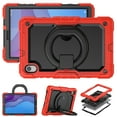 thumbnail image 5 of Lenovo Tab M10 HD 2nd Gen 10.1 Inch 2020 Case TB-X306F / TB-X306X with Pencil Holder + Built-in Kickstand + 360° Rotating Handle + Screen Protector Film, 3 Layer Rugged Heavy Duty Case, Black+Red, 5 of 9