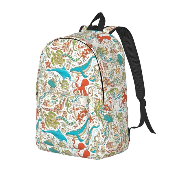 Easygdp Sea Animal Mochila de Lona Resistente para Laptop, Compatible con Laptops de 15 a 17 pulgadas, Ideal para Escuela, Trabajo y Viajes-Medium
