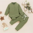 thumbnail image 2 of Mercatoo Toddler Baby Boy Girls Clothes Set Long Sleeved Solid Color Romper + Pants Outfit for 3 to 24 Months Boy Girls, 2 of 9