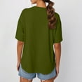 thumbnail image 3 of NAMTYQX Womens Graphic Tees Short Sleeve Stretchy Loose Soft Lounge Oversized Round Neck mit Print Print Womens Short Sleeve Tops Army Green Size XL, 3 of 4