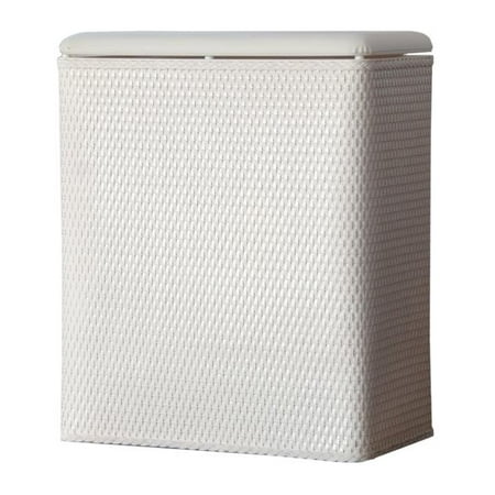 Home Carter Upright Hamper with Coordinating Padded Vinyl Lid, White ...