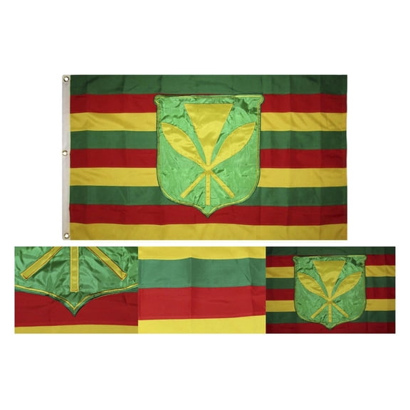 3x5 Embroidered Kanaka Maoli Hawaiian 210D Nylon Flag 3'x5' (military grade)