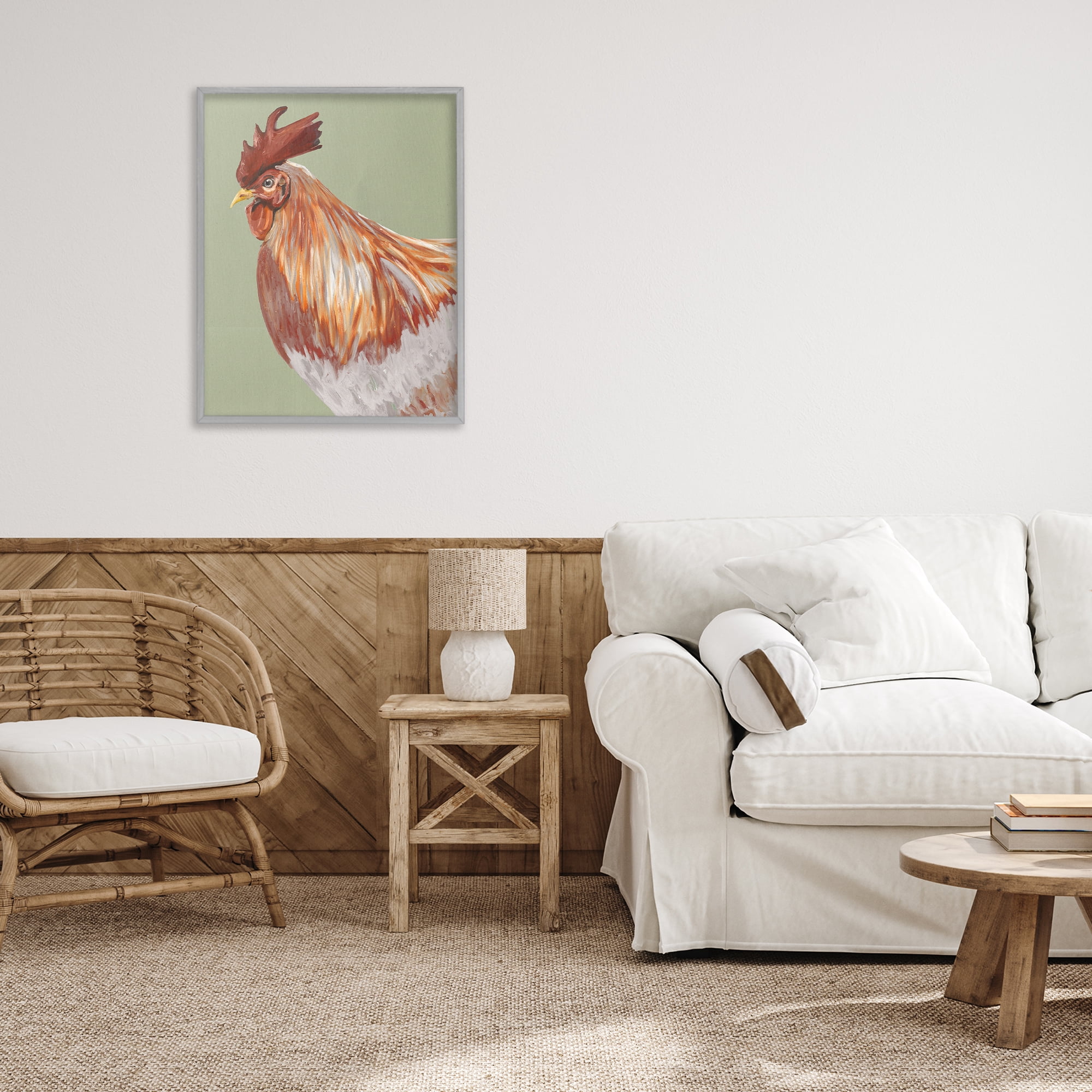 Stupell Industries Gallant Rooster Portrait Gray Framed Giclee Art, design by Andy Beauchamp