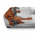 thumbnail image 3 of Fox Soft Flannel Fleece Throw Blanket, Muscular Fierce Fox Character Intense Sports Animal Mascot Punching Monster, Cozy Plush for Indoor and Outdoor Use, 60" x 80", Orange Grey White, by Ambesonne, 3 of 6
