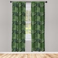 thumbnail image 5 of Ambesonne Forest Green Window Curtains, Camo Palm Leaves, Each 28" W x 84" L, Sage Green Pale Green, 5 of 5