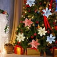 thumbnail image 3 of 12 Pcs Christmas Flowers Artificial for Decoration,6 Inch Poinsettia Xmas Tree Wreath Glitter Floral Ornaments for Front Door Wedding Party, 3 of 4