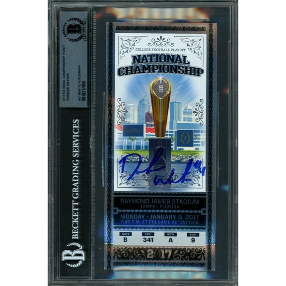 Deshaun Watson Autographed 2017 National Championship Game Silver Ticket Clemson Tigers Beckett BAS 121059
