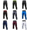 thumbnail image 4 of Men's 3/4 Sport Leggings Quick Dry Yoga Workout Running Fitness Stretch Tights Pants Sportswear 8 Colors, 4 of 5
