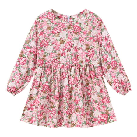 

Binmer Kids Baby Teen Girls Long Sleeved Floral Print Princess Dress Dress Clothes