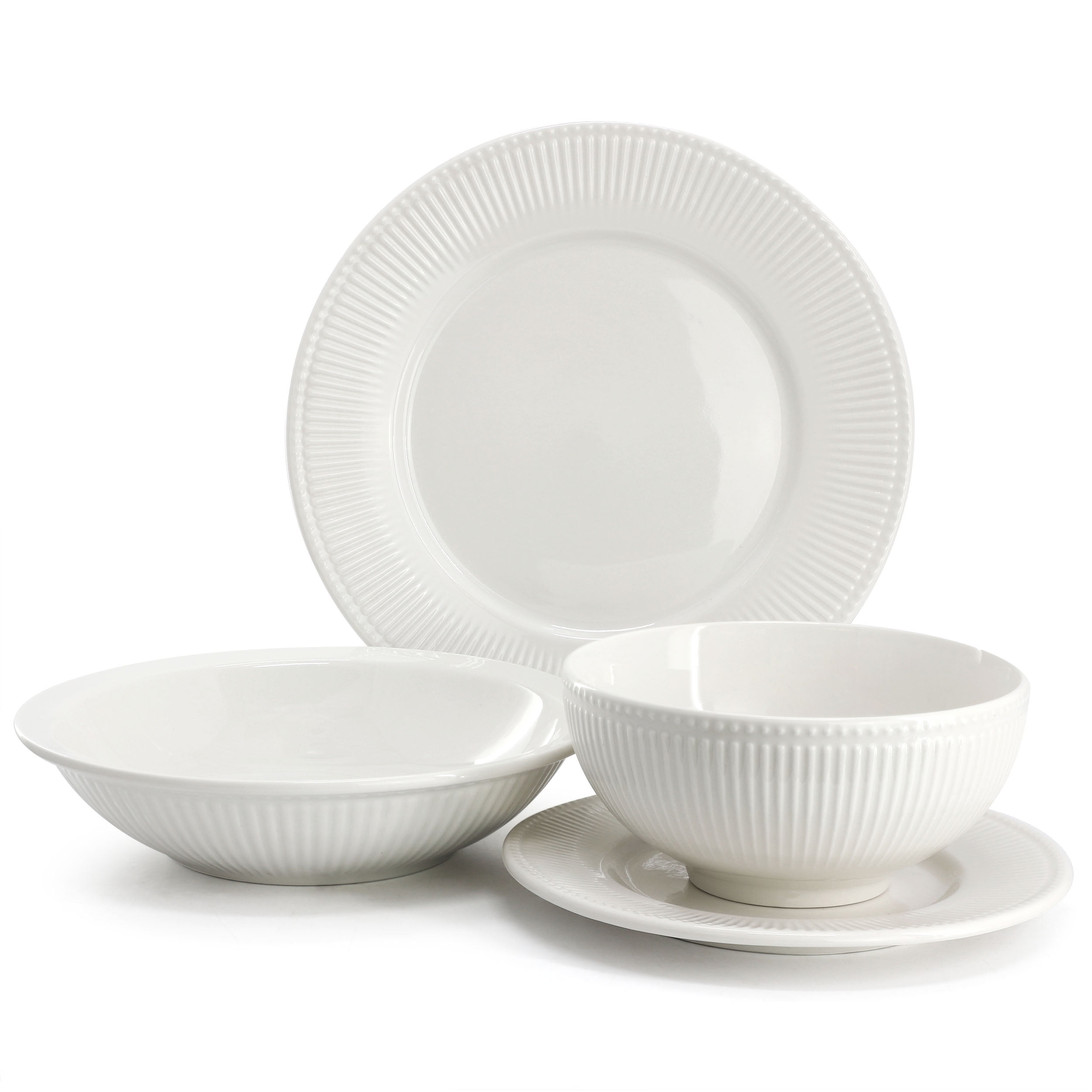 Elama Kim 16 Piece Hobnail Double Bowl Porcelain Dinnerware Set in