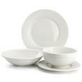 thumbnail image 2 of Elama Kate 16 Piece Textured Trim Double Bowl Porcelain Dinnerware Set in White, 2 of 10