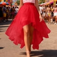 thumbnail image 2 of Jamsmile Women Tulle Skirts Mesh Layered Asymmetrical High Elastic Waistband Skirt Flowy Chiffon Tiered Ruffle Hem Skirts, 2 of 4