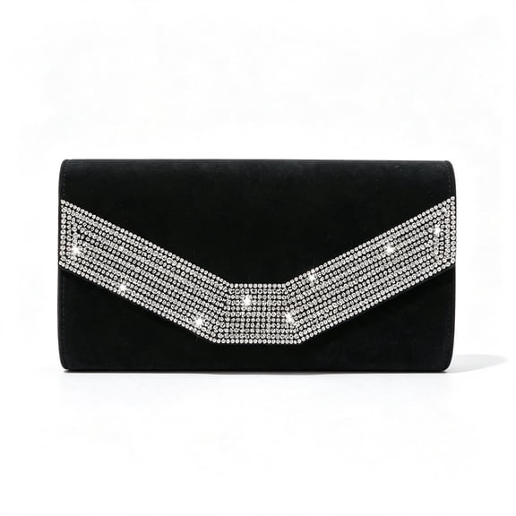 RUMANLAND Women's Rhinestone Evening Clutch Purse with Detachable Chain Strap for Wedding Party Formal Events, Black