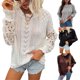 thumbnail image 5 of TRKIYQC suéter de punto informal de primavera y otoño para mujer, suéter hueco de manga larga con cuello redondo de Color sólido TRKIYQC moda, 5 of 5