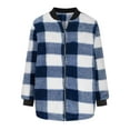 thumbnail image 3 of cocolona Womens Flannel Jackets Fall Winter Fuzzy Fleece Jacket Coats Long Sleeve Zipper Thicken Warm Plaid Jacket with Pocket, 3 of 6