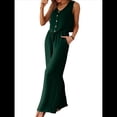 thumbnail image 3 of Conjunto de Dos Piezas para Mujer, 2025, Sin Mangas, con Botones, Informal, con Bolsillo y Pantalones Anchos. Verde L, 3 of 7