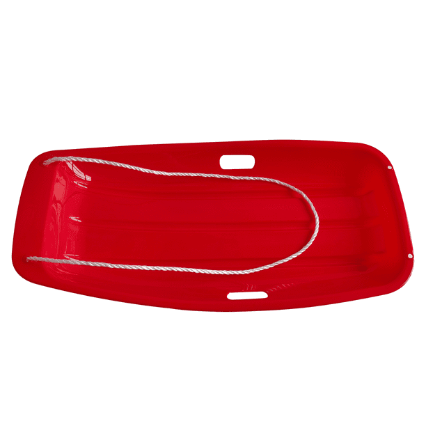 Play Day Snow Toboggan Sled with Tow Rope, Red Plastic, Children's