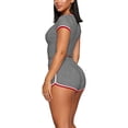 thumbnail image 3 of Maqroz Women 2 Piece Outfits Sets Summer Short Sleeve Crew Neck Cropped Top and Shorts Set Drawsting Elastic Waist Casual Vacation Travel 2026 Gray L, 3 of 6