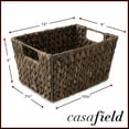 thumbnail image 4 of Casafield Set of 4 Water Hyacinth Storage Baskets with Handles - Espresso, 12" x 9" x 6" Rectangular Storage Bins for Organizing Shelves, Blankets, Laundry, 4 of 7