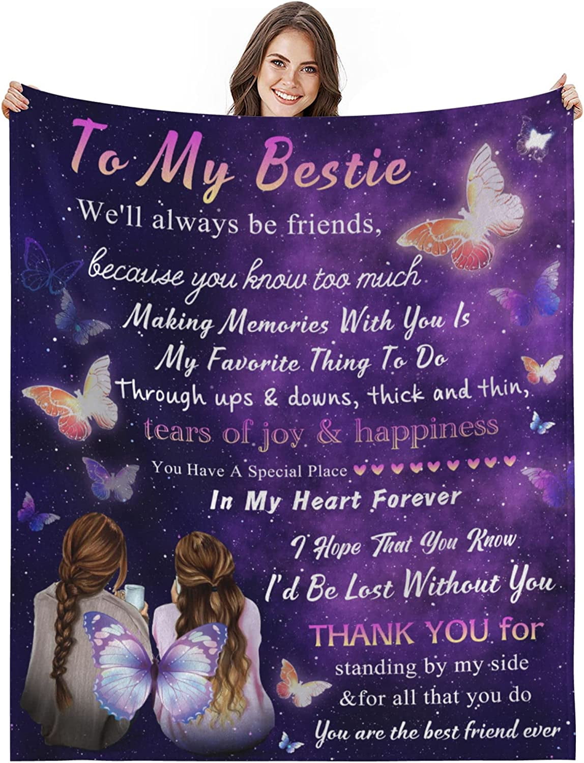 Best Friend Blanket, Best Friend Birthday Gifts for Women, Friendship