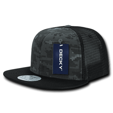 DECKY Army Camouflage Flat Bill Trucker Snapback Hats Hat Caps Cap Snapback For Men Women BLK/NTG/BLK