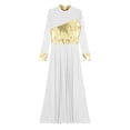 thumbnail image 5 of inhzoy Women Loose Full Length Praise Dance Dress Metallic Gold Liturgical Worship Lyrical Dancewear White M, 5 of 7