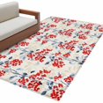thumbnail image 2 of 3'x5' Area Rugs, Red Flowers Indoor Outdoor Area Rug for Living Room Bedroom, Country Spring Botanical Floral Leaves Herbs Washable Bathroom Rugs Kitchen Floor Carpet Mats Home Decor Aesthetic, 2 of 8