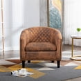 thumbnail image 3 of Royard Oaktree Accent Barrel Chair, Upholstered Armchair with Gold Nail Head Trim and Black Legs, 3 of 5