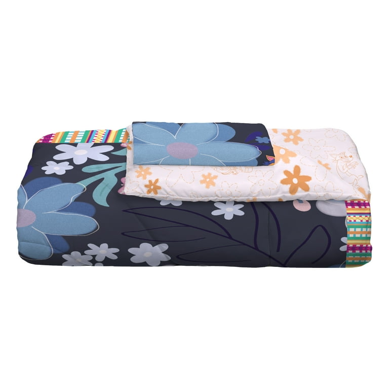 Dora Kids 2 Piece Blue Pink Floral Reversible Comforter and