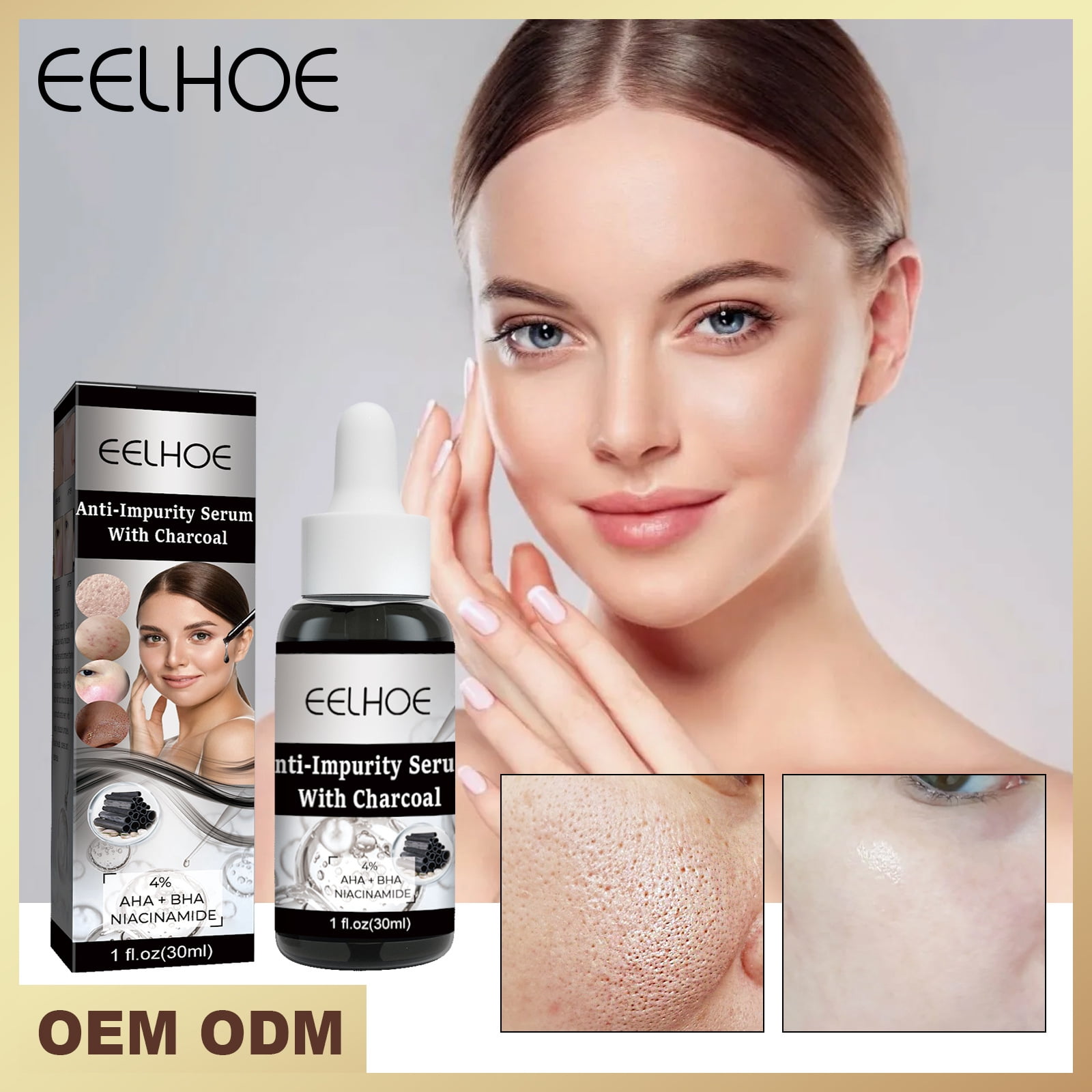 AntiImpurity Serum with Charcoal, 4 Niacinamide + AHA + BHA for