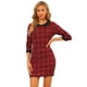 thumbnail image 1 of Vestidos Ajustados A Cuadros A Cuadros Con Cuello Peter Pan En Contraste Para Mujer Rojo XL, 1 of 6