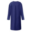 thumbnail image 6 of LowProfile Dresses for Women Casual Winter Fall Plus Size Long Sleeve O-Neck Cotton Linen Button Shirt Crewneck Loose With Two Pockets Fashion Dress Blue 3XL, 6 of 6