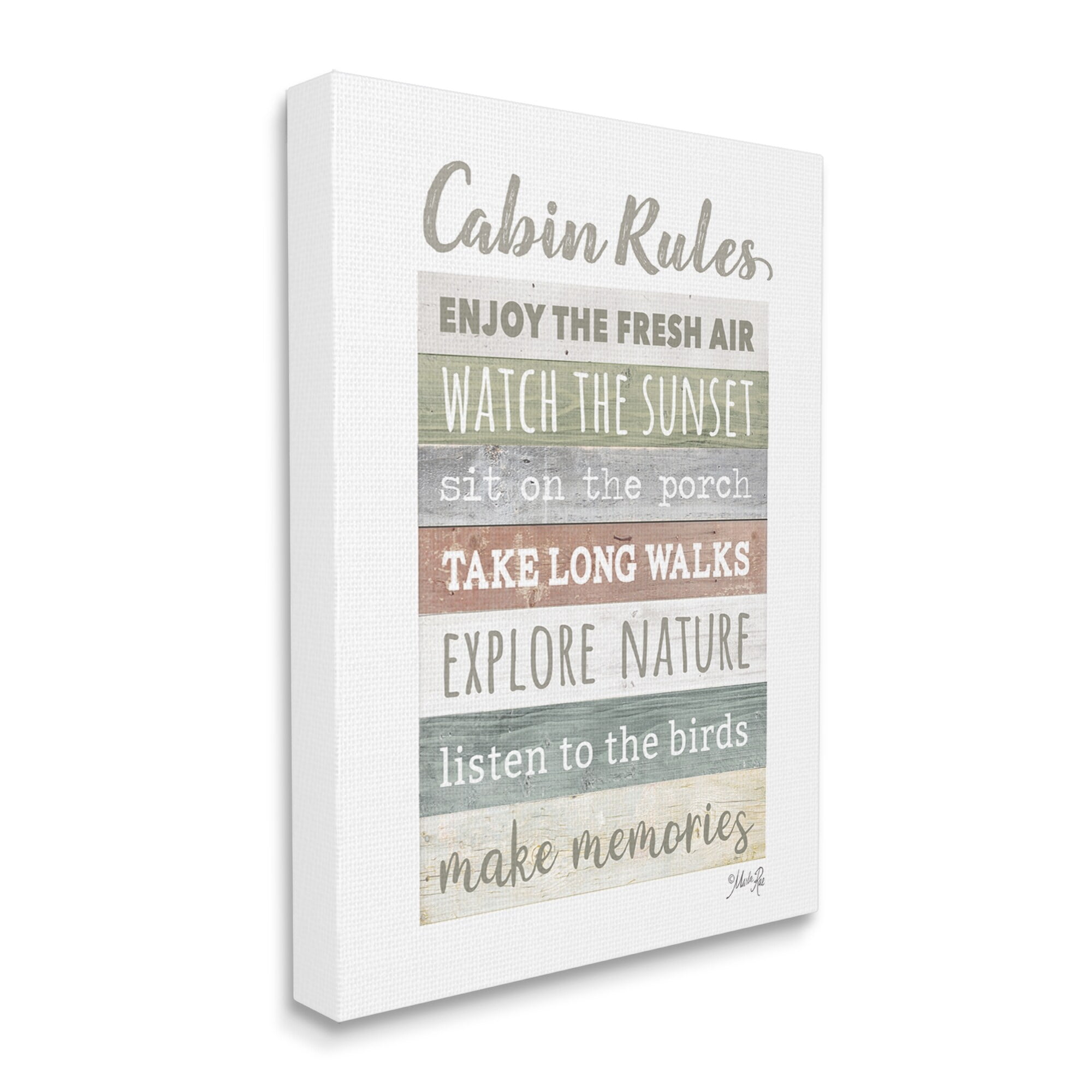 Stupell Industries Cabin Rules Typography Sign Nature Hiking Theme Canvas Wall Art, 16 x 20, Design by Marla Rae