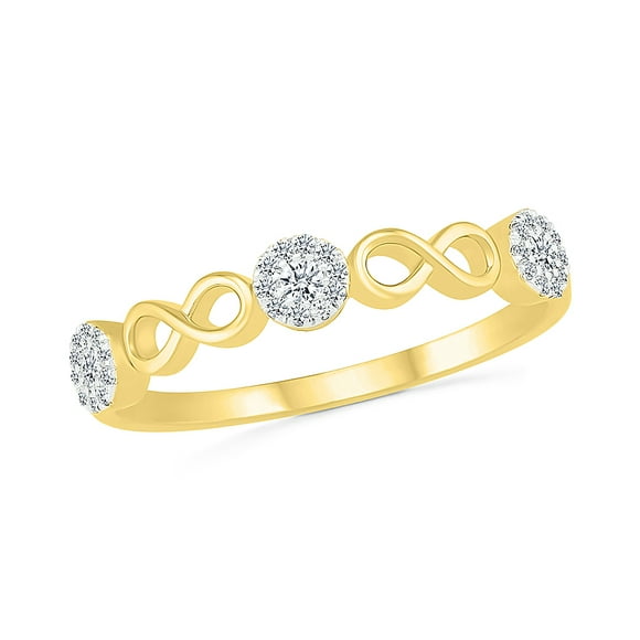 DGOLD 10kt Yellow Gold Round White Diamond Classic 3 stone Ring (1/4 cttw)