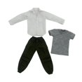 thumbnail image 2 of 3x 1/6 Escala Ropa Masculina Traje Pantalones Camisas Vestir Elegante Niños Regalos Ropa Blanco, 2 of 9