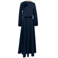 thumbnail image 5 of Njagoc3 Womens Long Sleeve Solid Color Vintage Lantern Sleeve Dress, Elegant Daily & Party Outfit, Crew Neck, Floor - Length, for Special Occasions, 5 of 6
