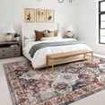 thumbnail image 2 of 6x9 Area Rug Living Room Rugs - Washable Boho Rug Vintage Oriental Distressed Farmhouse Large Thin Indoor Carpet for Living Room Bedroom Under Dining Table Home Office-BlackPink, 2 of 9