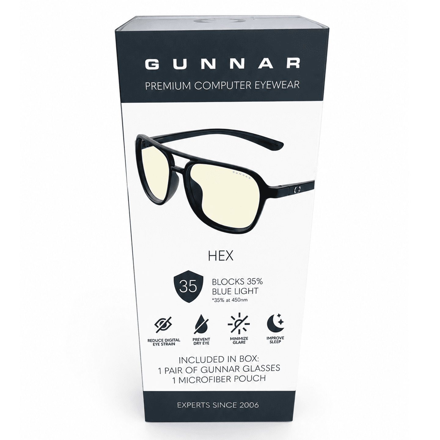 (2 pack) GUNNAR - Blue Light Gaming & Computer Glasses - Hex - Sage Crystal - Clear Lens