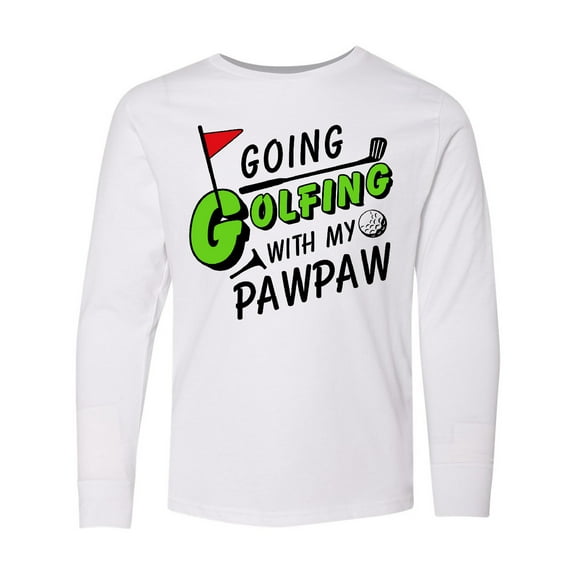 Inktastic Going Golfing with my Pawpaw- kids golf Long Sleeve Youth T-Shirt