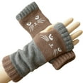 thumbnail image 2 of Fingerless Gloves for Women, Cat Mittens for Women, Knitted Warm Winter Mitts for Texting, Typing & Everyday Wear Khaki, 2 of 3