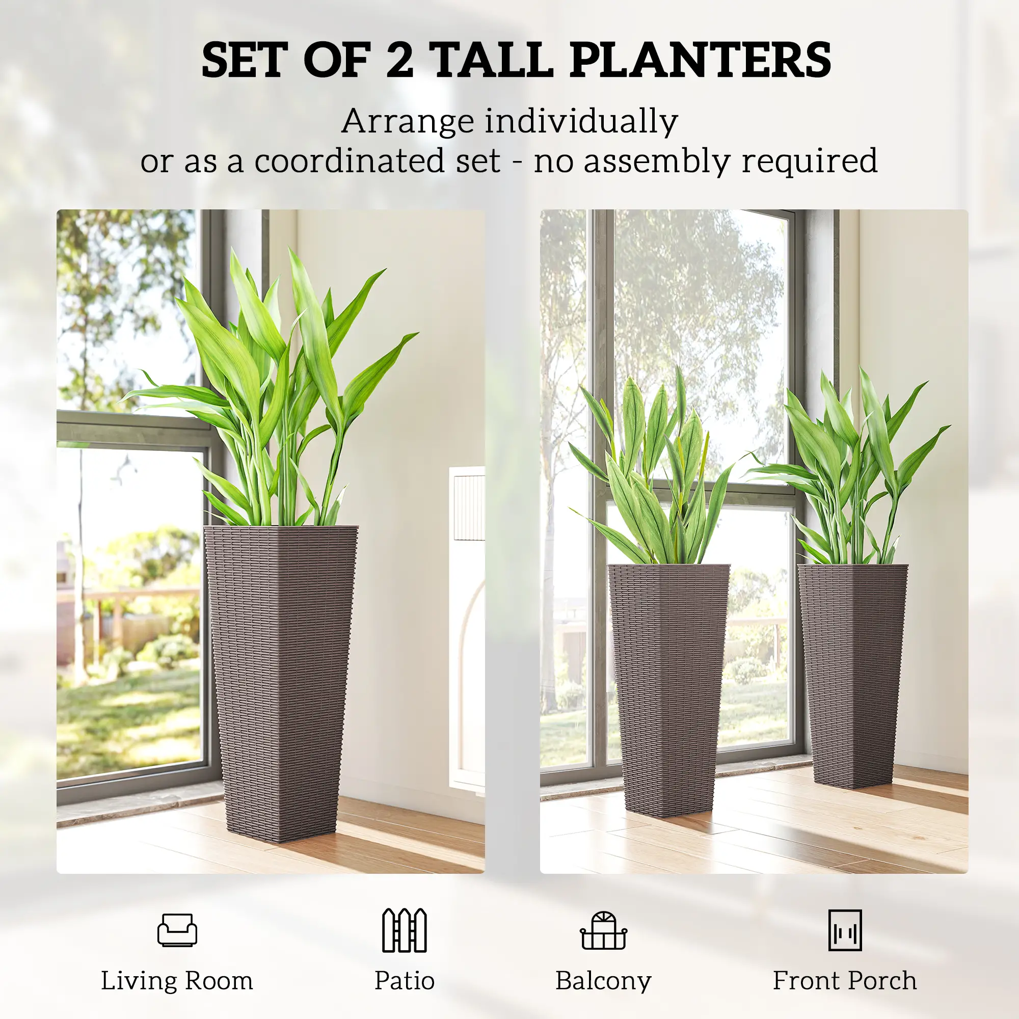 Set of 2 Plastic Flower Pots