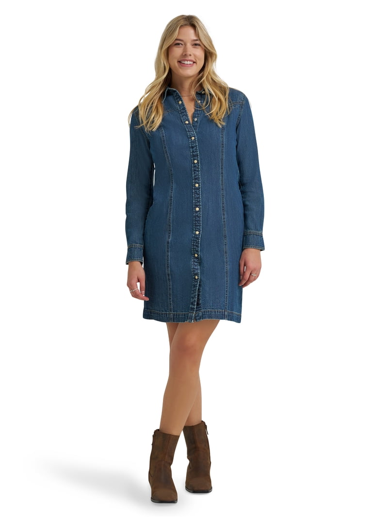 lee denim shirt dress Lee Women's and Women's Plus Heritage Western Denim Dress, Sizes XS-4X