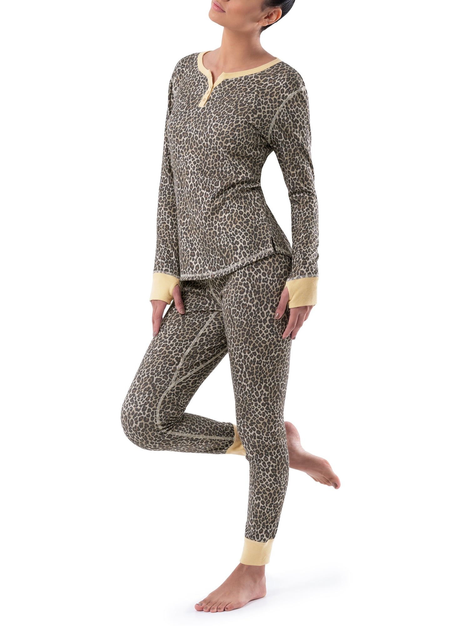 Fruit of the Loom Women's and Women's Plus Thermal Henley Top & Bottom Set