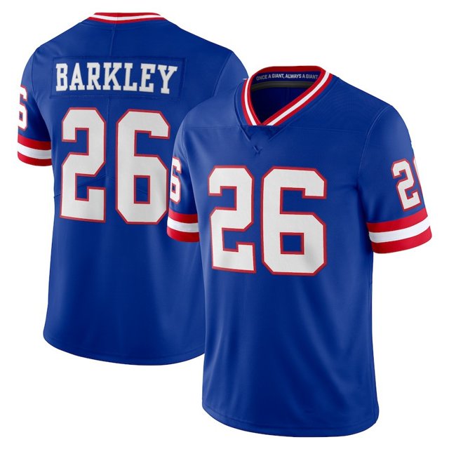 Rugby Jersey Embroidered Jersey Giants #26 Barkley Summer Style Rugby Blue New Sportswear-Xxl