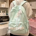 thumbnail image 3 of Large Capacity Backpack with Bow Pendant, Multi-Pockets Lace Zipper Closure School Bag for Outdoor Travel Trip (Green), 3 of 10